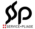 Logo noir et rouge de SSP Service Pliage.
